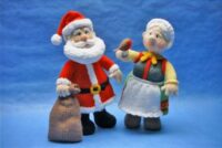 knitted toys of Father Christmas and his wife