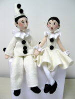 Pierrot and Pierrette knitted toys