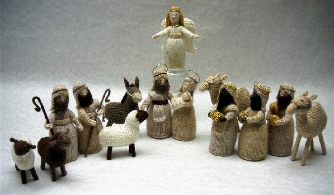 a knitted nativity scene