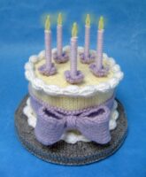 Birthday cake knitted toy