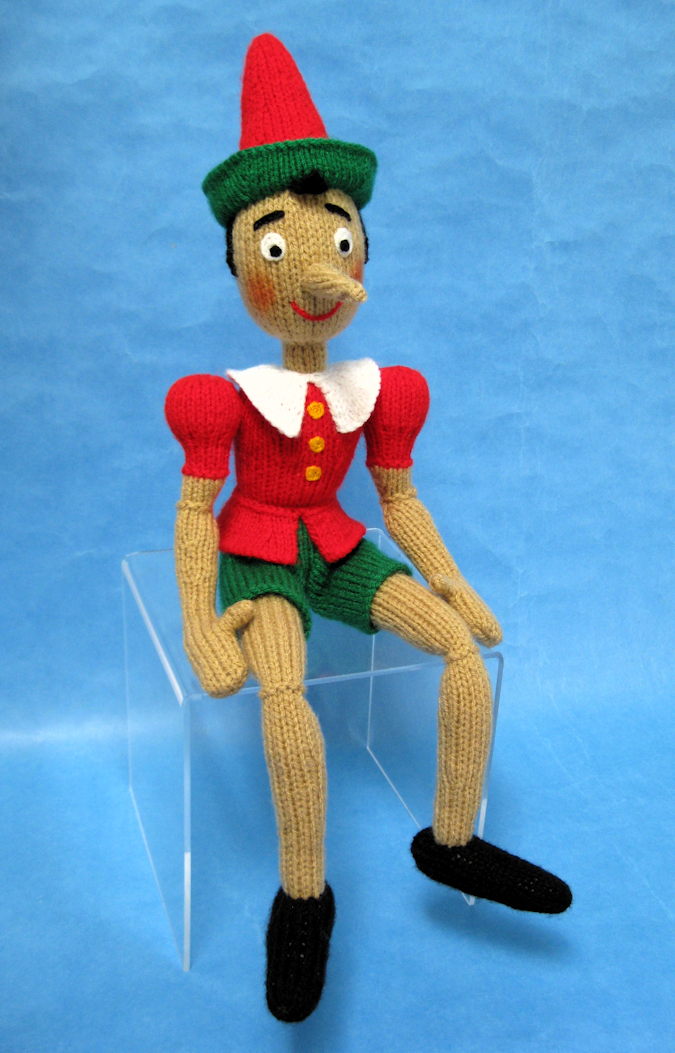 Pinocchio knitted toy