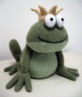 knitted toy of a frog with a crown