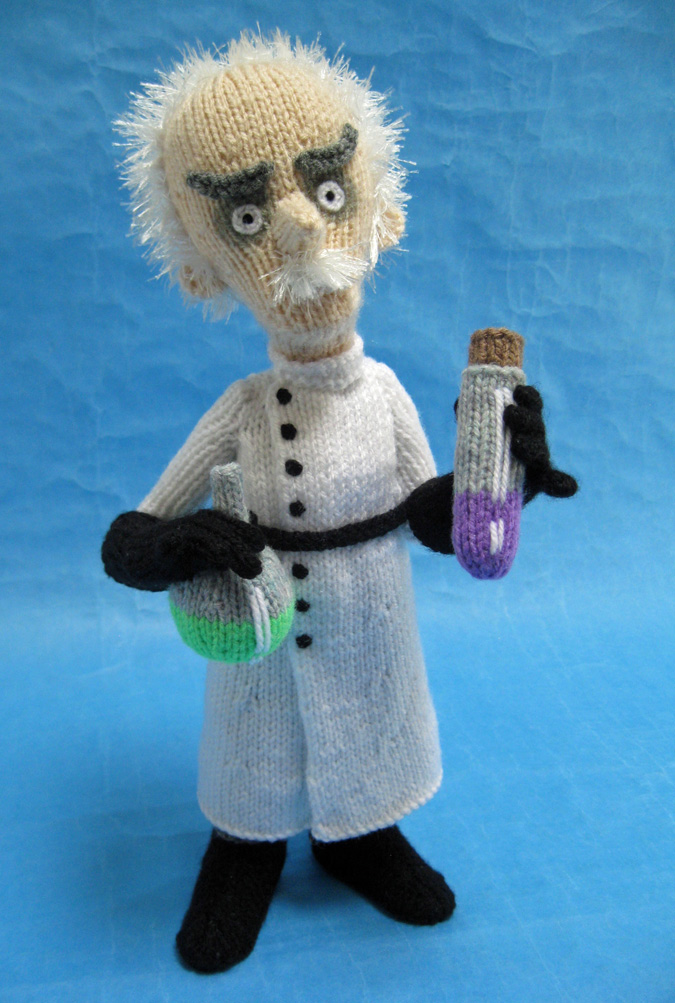 knitted toy of a mad scientist