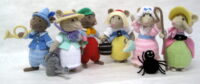 knitted toy mice from lots of favourite nursery rhymes