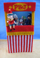 Punch and Judy show knitted toys